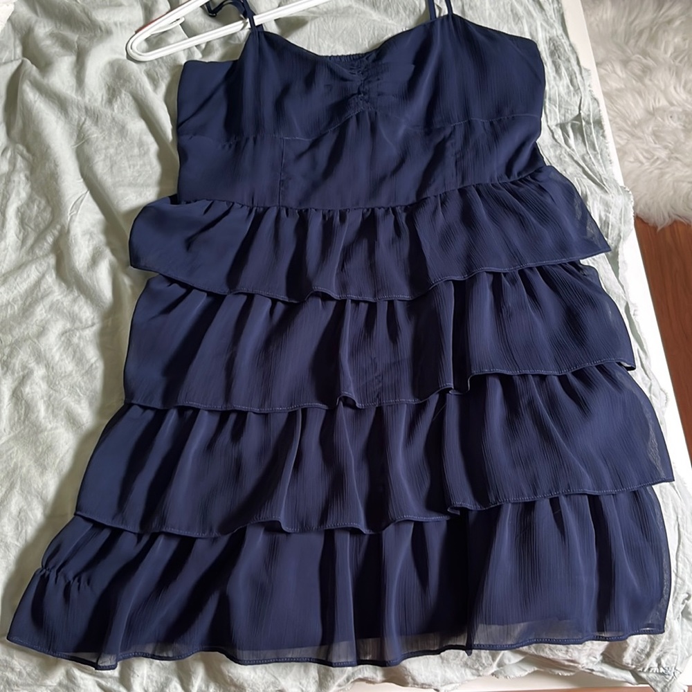 Aeropostale Navy Blue Ruffle Mini Dress